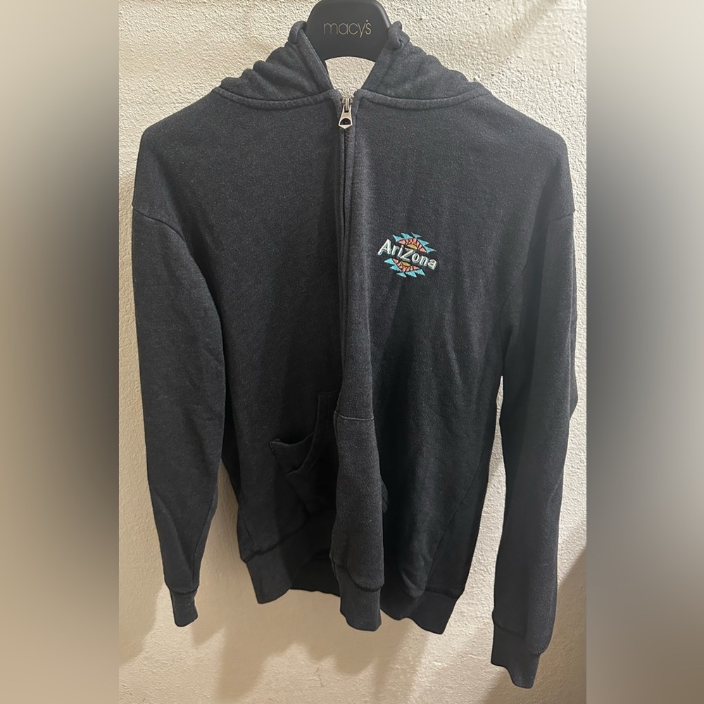AriZona Iced Tea Hooded Zip Up Hoodie Unisex Size Large Gray